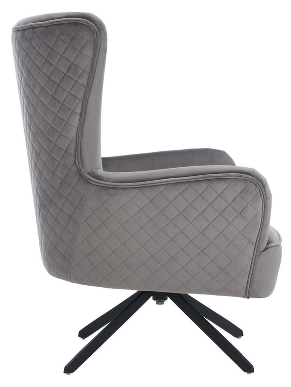 Alejandro Velvet Accent Chair - Retro-Inspired Slate Grey Comfort with Stylish Diamond Tufting