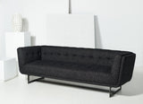 Safavieh Mcneill Tufted Sofa Black / White Fabric / Wood / Metal / Foam SFV5017B