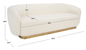 Safavieh Bernard Boucle Sofa Ivory / Gold Fabric / Wood / Metal / Foam SFV5019A