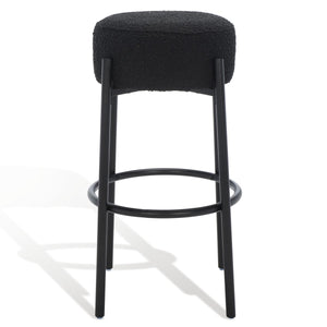 Safavieh Paisleigh Boucle And Metal Leg Barstool Black Wood / Fabric / Foam / Metal SFV5031B