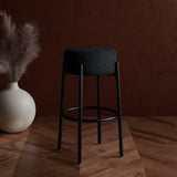 Safavieh Paisleigh Boucle And Metal Leg Barstool Black Wood / Fabric / Foam / Metal SFV5031B