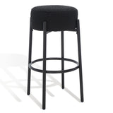 Safavieh Paisleigh Boucle And Metal Leg Barstool Black Wood / Fabric / Foam / Metal SFV5031B