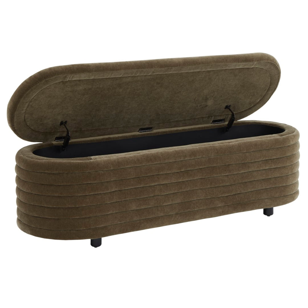 Safavieh Jaymie Velvet Storage Bench Dark Olive Green / Black Wood / Fabric / Foam  SFV5040E