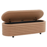 Safavieh Jaymie Veagan Leather Storage Bench Camel / Black Wood / Fabric / Foam  SFV5040F