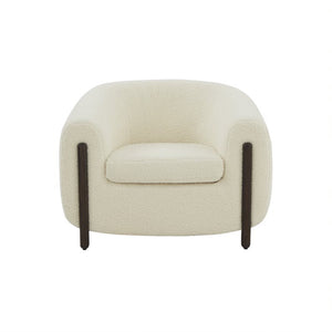 Safavieh Westley Barrel Back Accent Chair Ivory Wood / Fabric / Foam SFV5051B