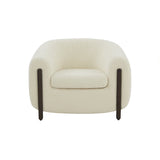 Safavieh Westley Barrel Back Accent Chair Ivory Wood / Fabric / Foam SFV5051B