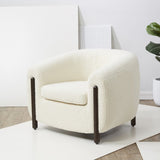 Safavieh Westley Barrel Back Accent Chair Ivory Wood / Fabric / Foam SFV5051B