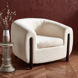 Safavieh Westley Barrel Back Accent Chair Ivory Wood / Fabric / Foam SFV5051B