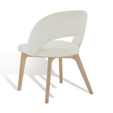Safavieh Rowland Linen Dining Chair Ivory / Natural  Wood / Fabric / Foam SFV5058A