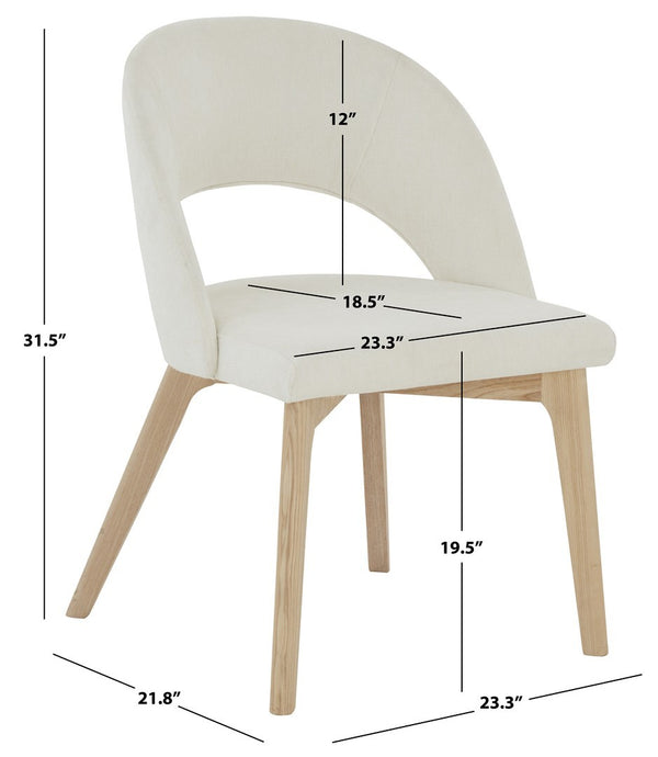 Safavieh Rowland Linen Dining Chair Ivory / Natural  Wood / Fabric / Foam SFV5058A