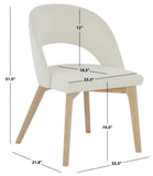 Safavieh Rowland Linen Dining Chair Ivory / Natural  Wood / Fabric / Foam SFV5058A