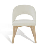 Safavieh Rowland Linen Dining Chair Ivory / Natural  Wood / Fabric / Foam SFV5058A