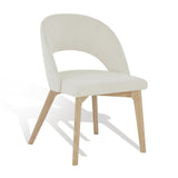 Safavieh Rowland Linen Dining Chair Ivory / Natural  Wood / Fabric / Foam SFV5058A