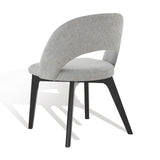 Safavieh Rowland Linen Dining Chair Grey / Black Wood / Fabric / Foam SFV5058B