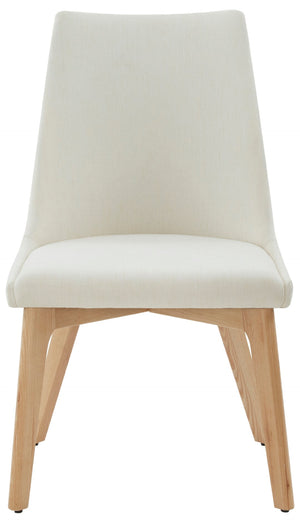 Safavieh Sandralynn Linen Dining Chair Ivory / Natural  Wood / Fabric / Foam SFV5059A