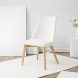 Safavieh Sandralynn Linen Dining Chair Ivory / Natural  Wood / Fabric / Foam SFV5059A
