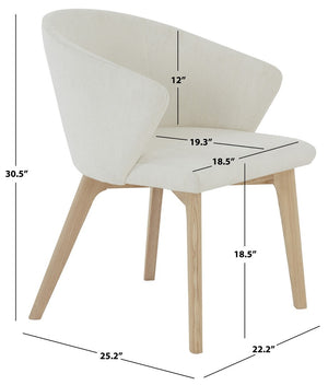 Safavieh Wynonna Linen Dining Chair Ivory / Natural  Wood / Fabric / Foam SFV5060A