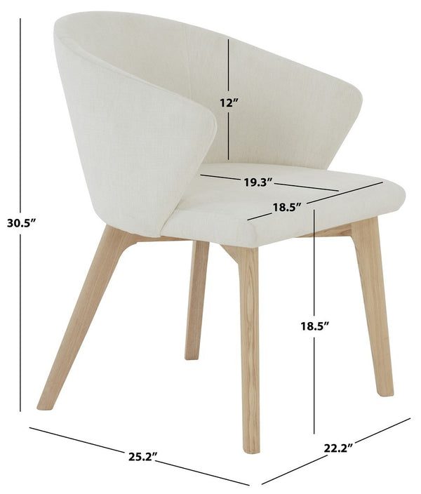 Safavieh Wynonna Linen Dining Chair Ivory / Natural  Wood / Fabric / Foam SFV5060A