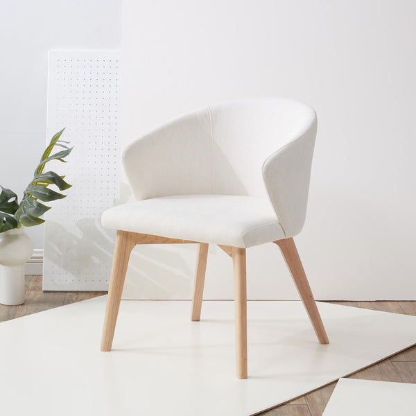 Safavieh Wynonna Linen Dining Chair Ivory / Natural  Wood / Fabric / Foam SFV5060A