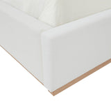 Safavieh Pippin Linen Queen Bed White / Natural Wood / Fabric / Foam SFV5063A-Q-4BX