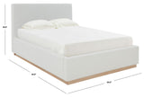 Safavieh Pippin Linen Queen Bed White / Natural Wood / Fabric / Foam SFV5063A-Q-4BX