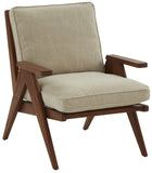 Safavieh Calita Scandinavian Accent Chair Beige / Light Brown Wood / Fabric / Foam SFV5066A