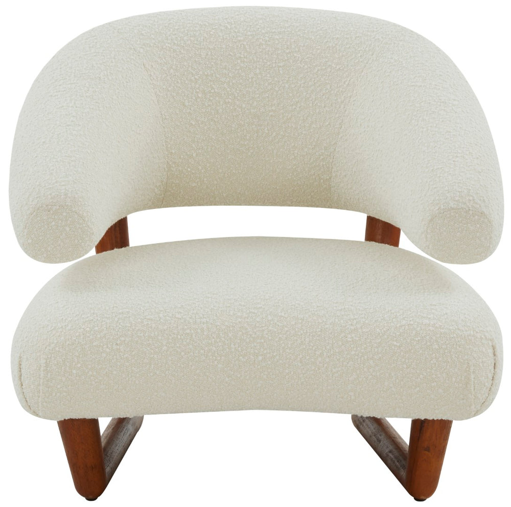 Safavieh Jasmina Boucle And Wooden Legs Accent Chair Ivory / Brown Wood / Fabric / Foam SFV5067A