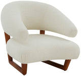 Safavieh Jasmina Boucle And Wooden Legs Accent Chair Ivory / Brown Wood / Fabric / Foam SFV5067A