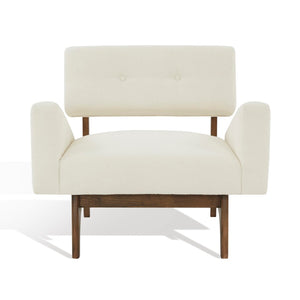 Safavieh Davidson Scandinavian Accent Chair Ivory / Dark Brown Wood / Fabric / Foam SFV5068A