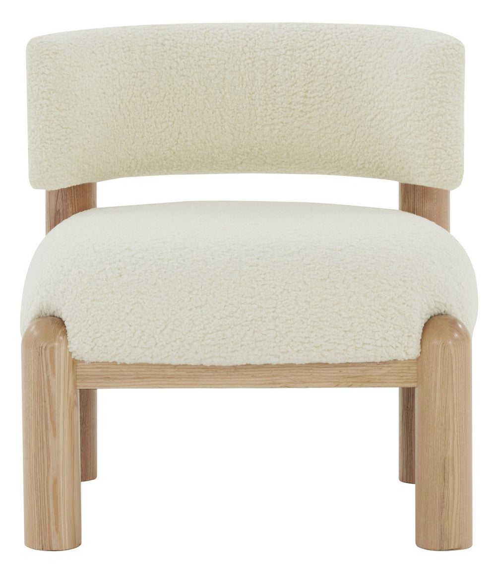 Safavieh Rosabryna Faux Shearling Accent Chair Ivory / Natural Wood / Fabric / Foam SFV5074A