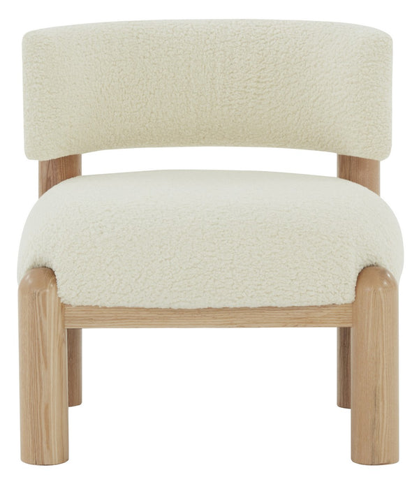Safavieh Rosabryna Faux Shearling Accent Chair Ivory / Natural Wood / Fabric / Foam SFV5074A