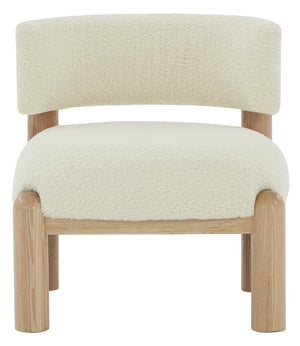 Safavieh Rosabryna Faux Shearling Accent Chair Ivory / Natural Wood / Fabric / Foam SFV5074A