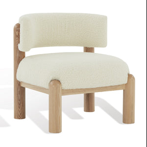 Safavieh Rosabryna Faux Shearling Accent Chair Ivory / Natural Wood / Fabric / Foam SFV5074A
