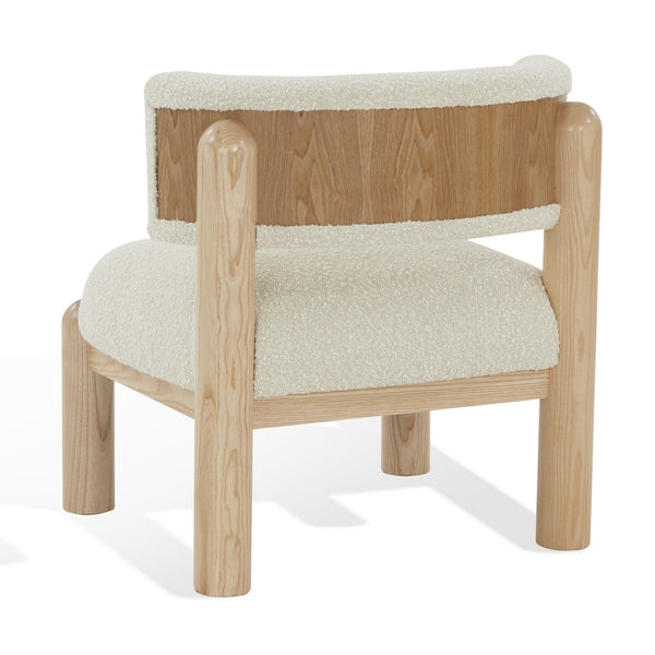 Safavieh Rosabryna Boucle Accent Chair Cream / Natural Wood / Fabric / Foam SFV5074C