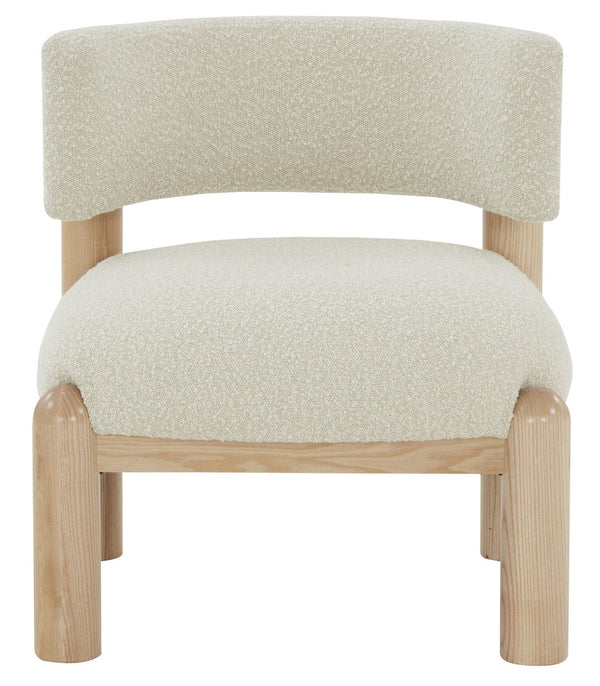 Safavieh Rosabryna Boucle Accent Chair Cream / Natural Wood / Fabric / Foam SFV5074C