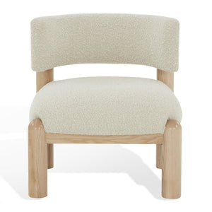 Safavieh Rosabryna Boucle Accent Chair Cream / Natural Wood / Fabric / Foam SFV5074C