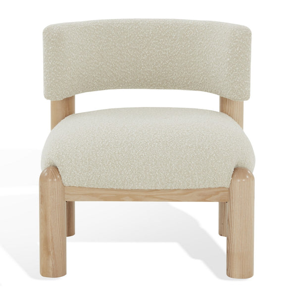 Safavieh Rosabryna Boucle Accent Chair Cream / Natural Wood / Fabric / Foam SFV5074C
