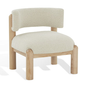 Safavieh Rosabryna Boucle Accent Chair Cream / Natural Wood / Fabric / Foam SFV5074C