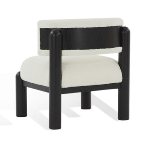 Safavieh Rosabryna Boucle Accent Chair Ivory / Black Wood / Fabric / Foam SFV5074D
