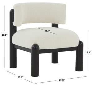 Safavieh Rosabryna Boucle Accent Chair Ivory / Black Wood / Fabric / Foam SFV5074D