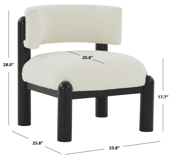 Safavieh Rosabryna Boucle Accent Chair Ivory / Black Wood / Fabric / Foam SFV5074D