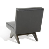 Safavieh Deasha Vegan Leather Accent Chair Black / Walnut Wood / Fabric / Foam SFV5075A