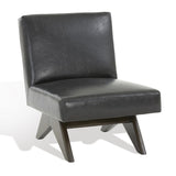 Safavieh Deasha Vegan Leather Accent Chair Black / Walnut Wood / Fabric / Foam SFV5075A
