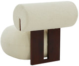 Safavieh Kamaria Faux Shearling Modern Accent Chair Ivory / Dark Brown Wood / Fabric / Foam SFV5077A