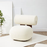 Safavieh Kamaria Faux Shearling Modern Accent Chair Ivory / Dark Brown Wood / Fabric / Foam SFV5077A