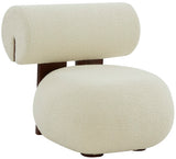 Safavieh Kamaria Faux Shearling Modern Accent Chair Ivory / Dark Brown Wood / Fabric / Foam SFV5077A