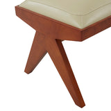 Safavieh Rosselli Vegan Leather And Wood Bench Cream / Walnut Wood / Fabric / Foam SFV5079A