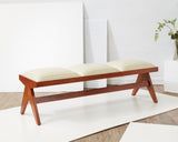 Safavieh Rosselli Vegan Leather And Wood Bench Cream / Walnut Wood / Fabric / Foam SFV5079A