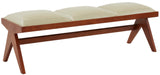 Safavieh Rosselli Vegan Leather And Wood Bench Cream / Walnut Wood / Fabric / Foam SFV5079A