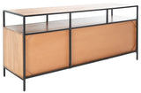 Safavieh Angelice Sliding Door Media Unit in Light Walnut, Black SFV5744A